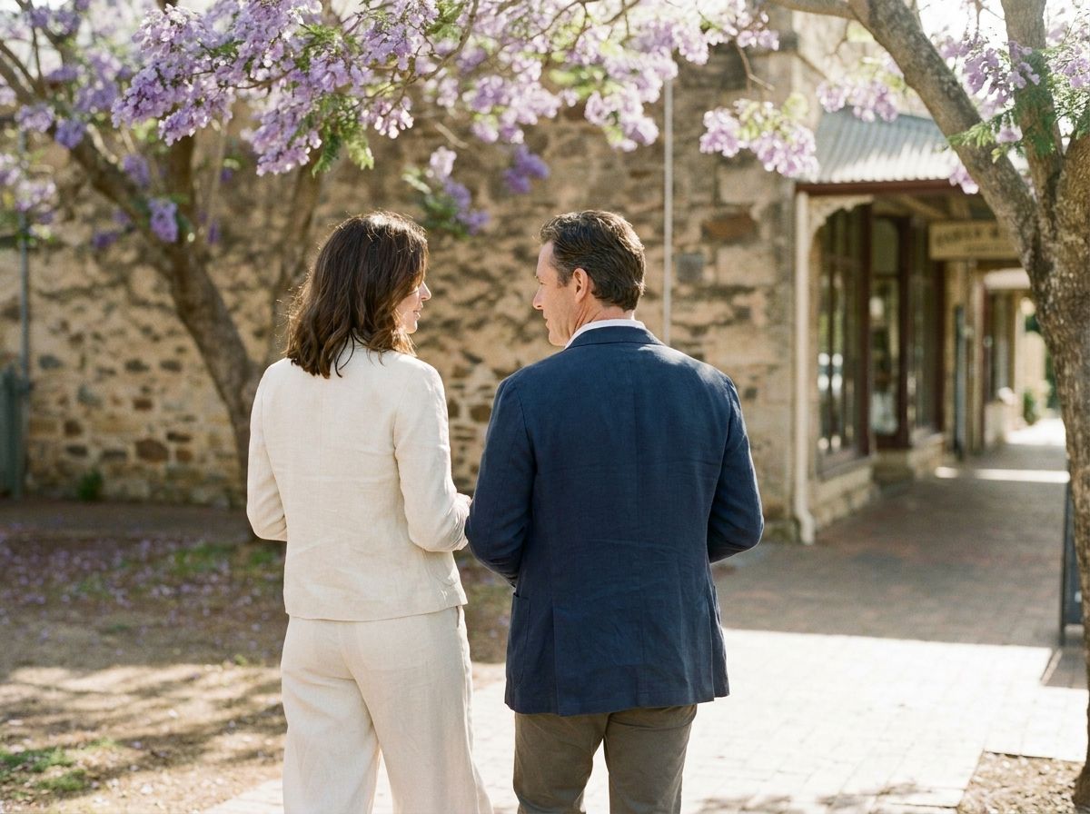 Two professionals walking and talking